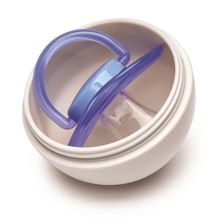 melii Pacifier Pod 1 Pack – Grey & Blue Pacifier Storage Container with Carabiner Clip