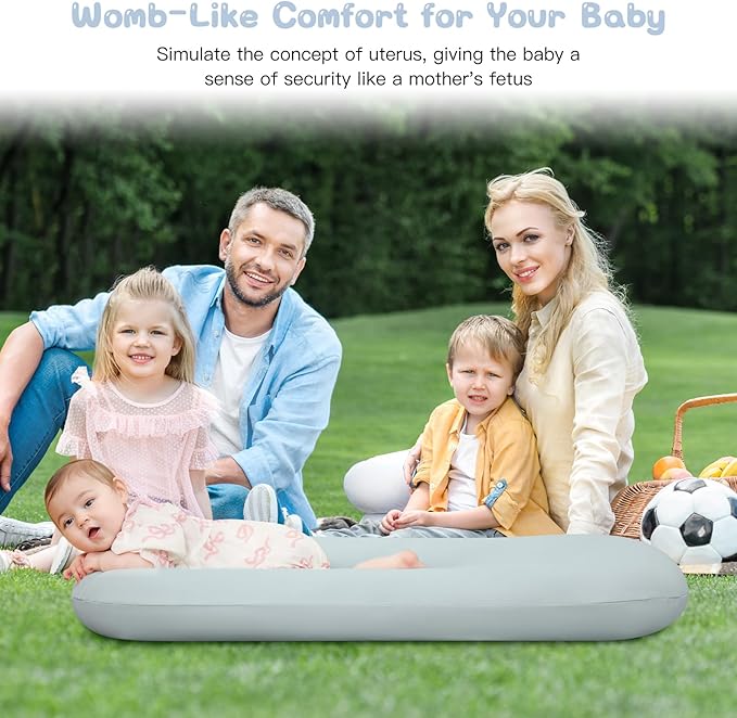 Lucakuins Infant Support Cushion, 0-24 Months Newborn Baby Support Cushion with Cover, Portable Playing Time Mat for Home and Travel, Soft Cotton, Supervised Use, Baby Essentials Gift (Grayish Blue)