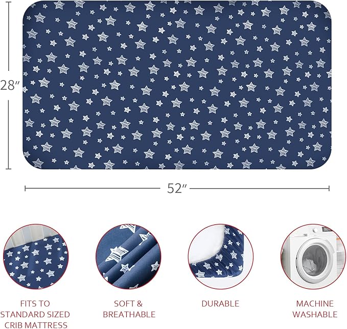 Crib Sheets 4 Pack, Fitted Crib Sheets for Standard Size Crib and Toddler Mattresses, Soft and Breathable Baby Gift Set