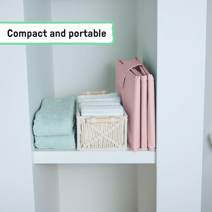 Ingenuity Tuckaway Toddler Folding Tub, Converts Shower to Tub, Folds to Store, Easy to Clean, No Assembly Required, Portable Baby Bathtub for Travel, 12M-5Y, Pink
