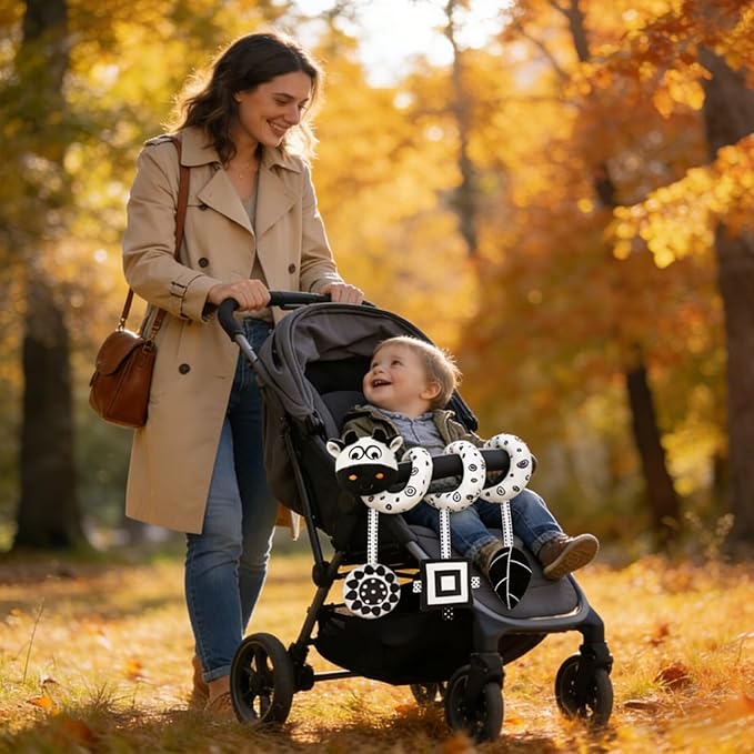 Multi-Use Baby Spiral Activity Toy – Spiral carseat Toy for Car Seat, Stroller,Play Gym, Keeps Baby Quiet, Easy Travel Solution