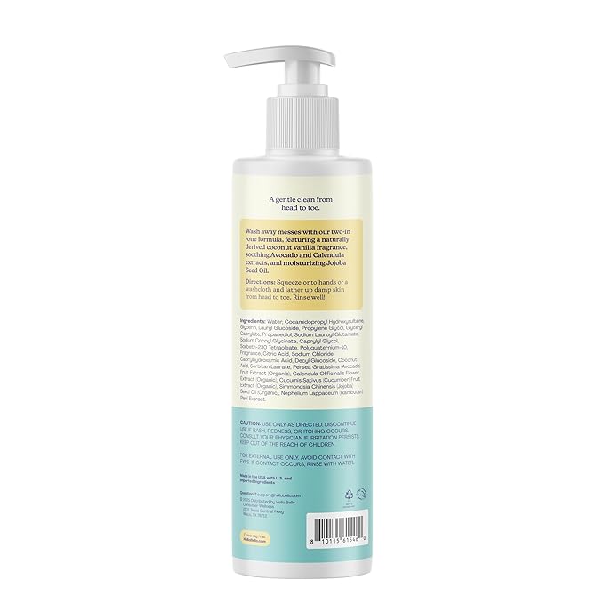 Hello Bello Baby Premium Shampoo & Wash, Gentle Coconut Vanilla Scent, 10oz Bottle