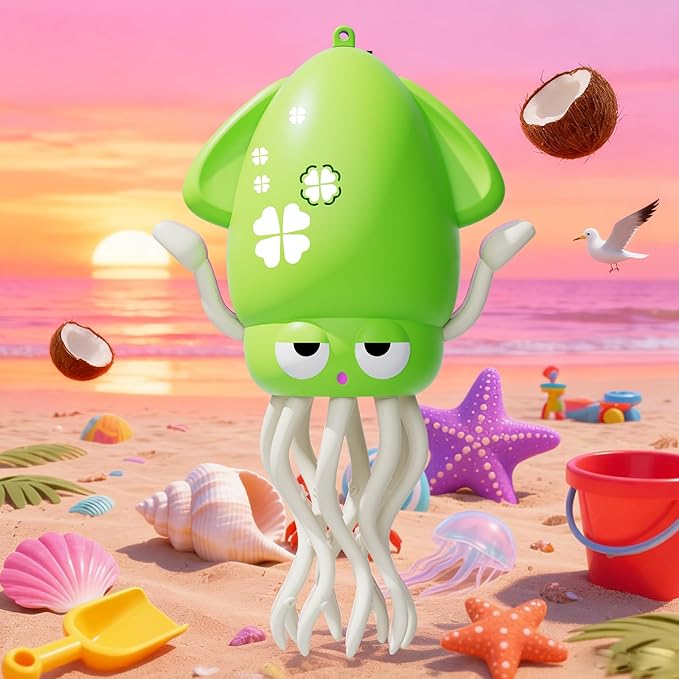 Interactive Dancing Octopus Toy,LED Light-Up Music Crawling Squid with Smart Obstacle Avoidance & Fishing Rod,Tummy Time Baby Toy,Musical Toy for 3 4 5 6 Year Old Boys and Girls(Fluorescent Green)