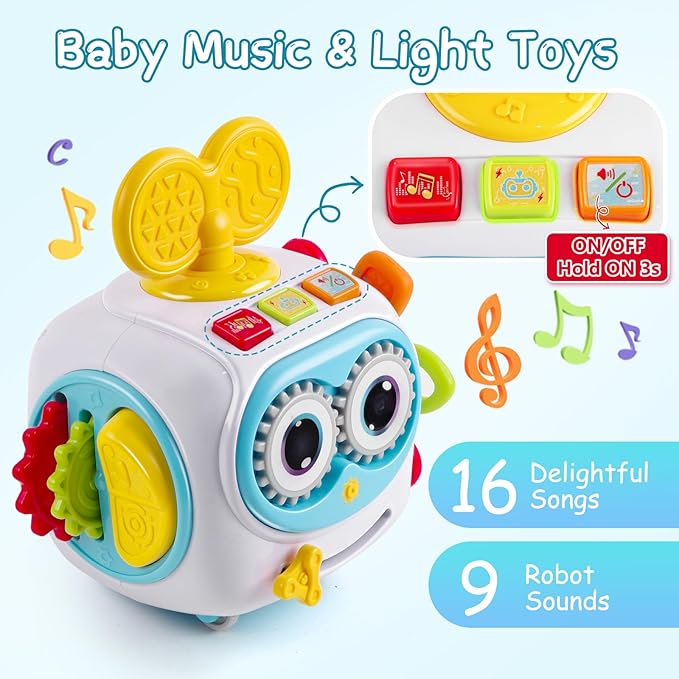 Montessori Toys for 1 Year Old: 6 in 1 Crawling Sensory Toys for Toddlers 1-3, Baby Busy Musical Educational Learning Activities Cube, Baby Boys Girls Gifts for 1 2 3 Year Old