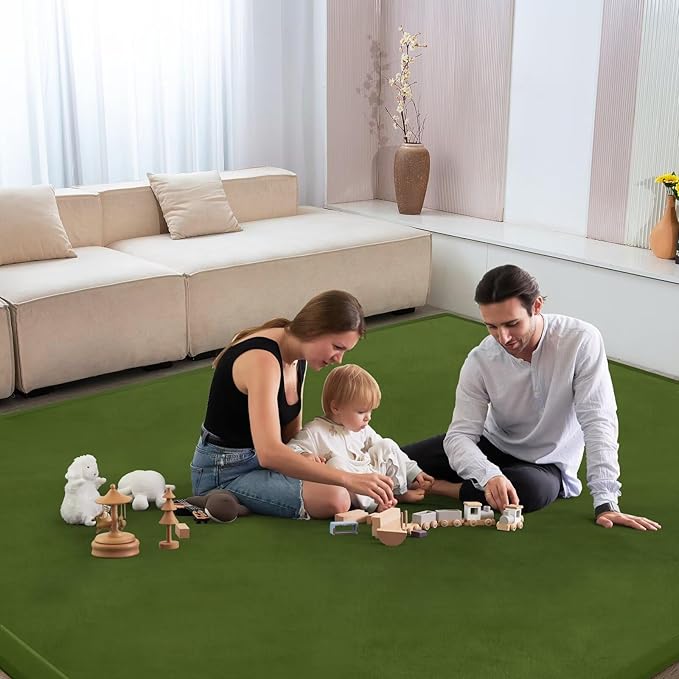 Baby Play Mat for Floor Nursery Muscle Mat Area Rug Playroom Rug 50"x50" Memory Foam 1.3" Thick Crawling Mat for Babies,Toddlers, Infants,Kids (Moss Green)