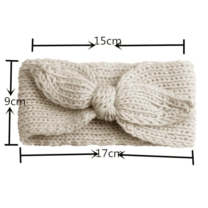IZUS Turban Headband Baby Girl - Warm Rabbit Knot Hair Band, Knit Head Wrap for Newborn, Toddler and Children (One Size (Fit for 2 months to 7 Years), Camel + Beige)