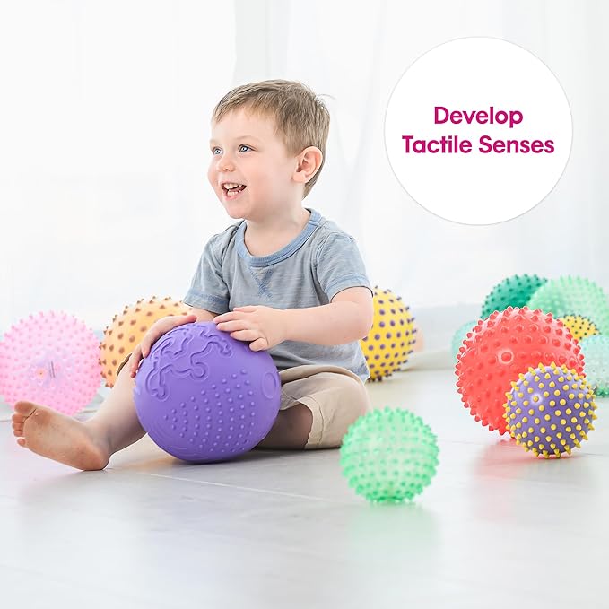 Edushape Texture-iffic Sensory Ball for Baby - 7" Baby Ball that Helps Enhance Gross Motor Skills for Kids - Toddler Ball with 8 Sections of Different Tactile Patterns