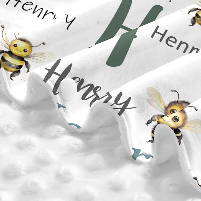 Personalized Baby Car Seat Cover Custom Name CarSeat Canopy Customized Bee Newborn Nursing Breastfeeding Cover Minky Baby Blanket Infant Car Seat Canopies for Baby Girls Boys
