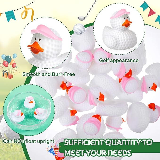 Deekin Rubber Ducks 2 Inch Bulk Sport Party Favors for Team Events Decorations Birthday Party Supplies Club Player Gift(50 Pcs,Golf Pink)