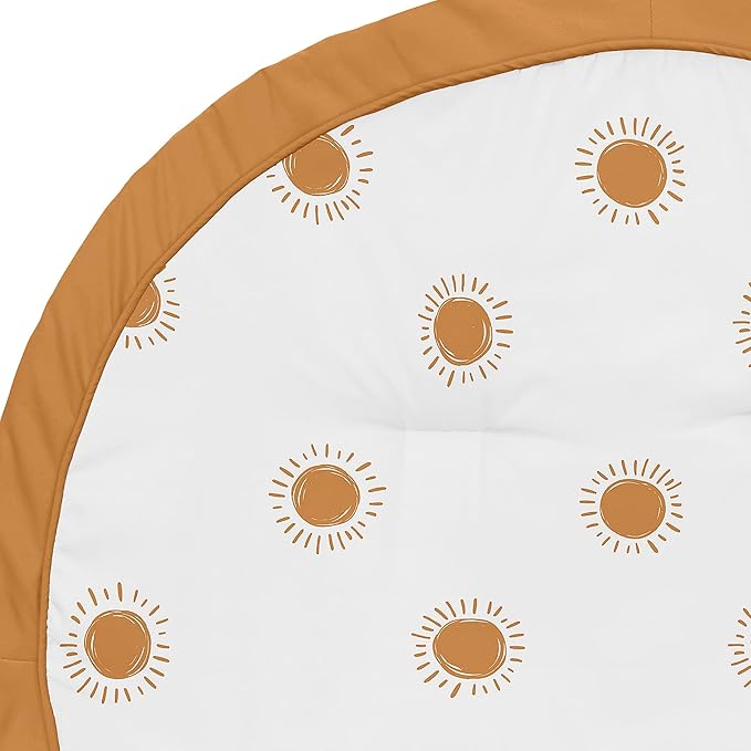 Sweet Jojo Designs Orange and White Boho Sun Boy Girl Baby Playmat Tummy Time Infant Play Mat Pumpkin Rust Orange Retro Bohemian Celestial Sky Desert Sunshine Outdoors Nature Minimalist Gender Neutral