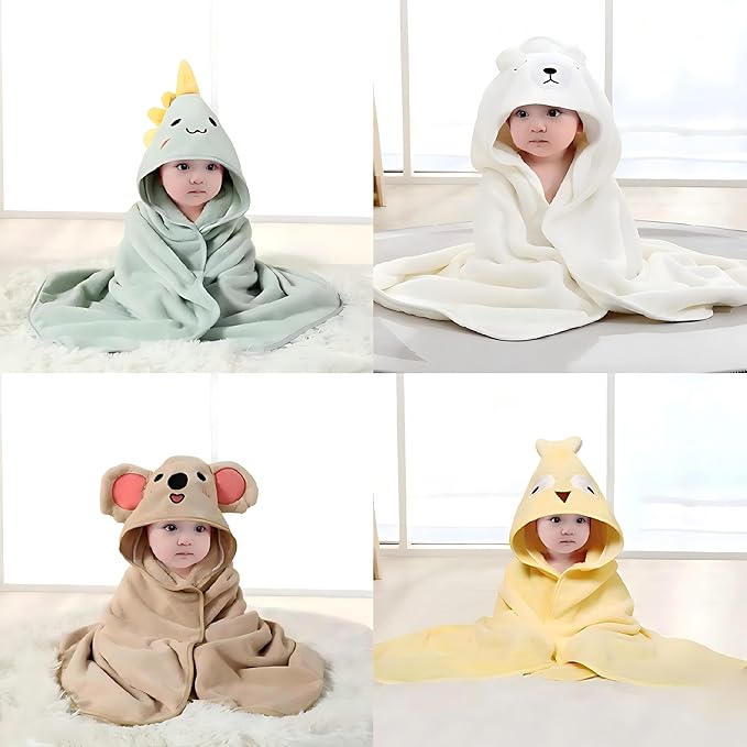 Hooded Baby Towel - 4 Pack Premium Soft Bath Towel for Baby, Newborn,Infant - Ultra Absorbent,Natural Baby Stuff Towel, Soft Coral Velvet Coral Fleece Bath Towel for Boys and Girls
