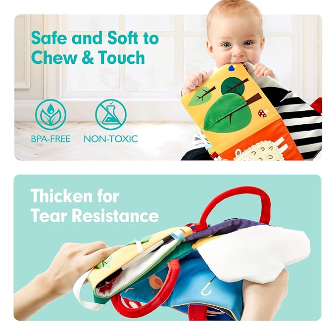 hahaland Baby Sensory Book & Tummy Time Book