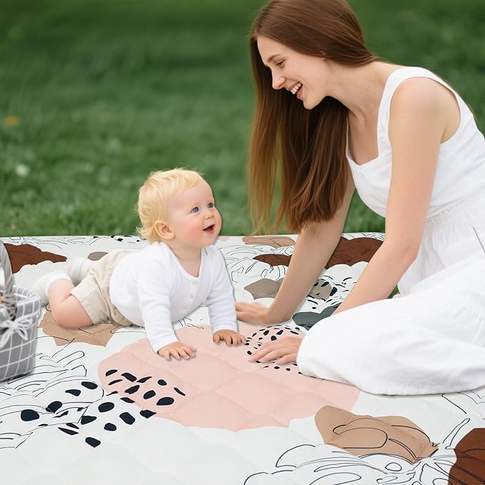 Baby Mat for Floor, Gentle Monster 50x50 Cushioning Padded Baby Playpen Mat, Non-Slip and Machine Washable Crawling Mat for Infants, Babies, Toddlers to Play and Learn Boho Design
