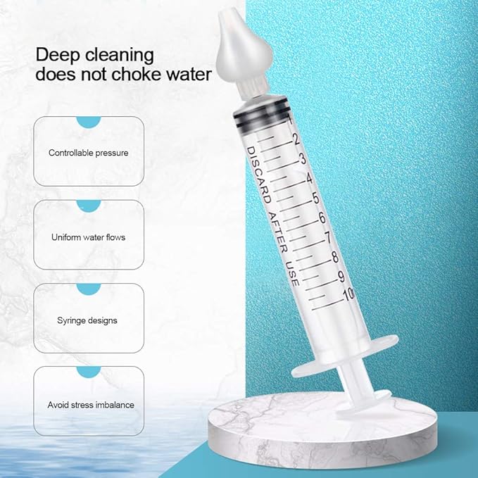 Baby Nasal Aspirator, 2 Box Professional Syringe Baby Nasal Irrigator Infant Nose Cleaner Rinsing Device with Cleanable and Reusable Silicone Nasal Suction Tip