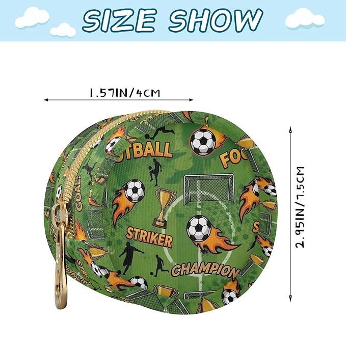 Football Soccer Ball Green Print Pacifier Holder Case for Diaper Bag Portable Travel Pacifier Storage Case with Clip Newborn Baby Pouch for Baby Boys Girls Purse Outdoor