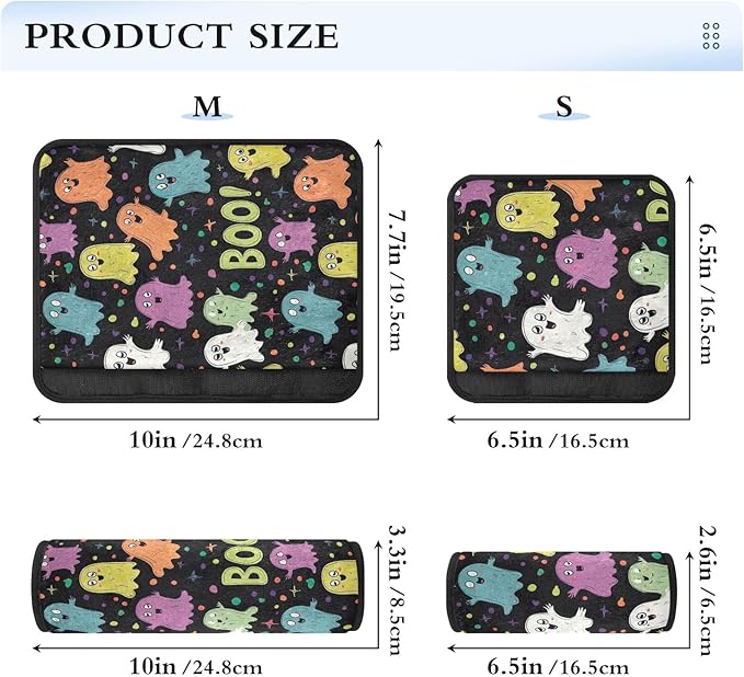 CHIFIGNO Cute Cartoon Halloween Elements Car Seat Belt Covers Universal Seat Belt Cushion Cover 2 Pack Car Seat Shoulder Pads Protect Your Neck and Shoulder