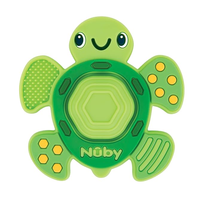 Nuby Teethe N' Pop Sensory Play Teether - Baby Teething Toy - 3+ Months - Turtle