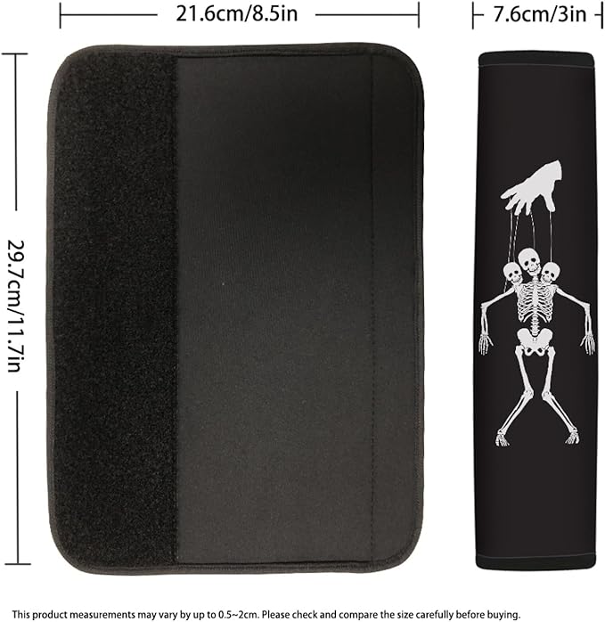 AFPANQZ 2-Pack Fanky Skeleton Car Seat Belt Pads Covers Harness Shoulder Straps Pad Cushion Safety Seatbelt Pillow Cover for Adults Comfortable Driving Adjustable Universal Fit Punk Skull Halloween