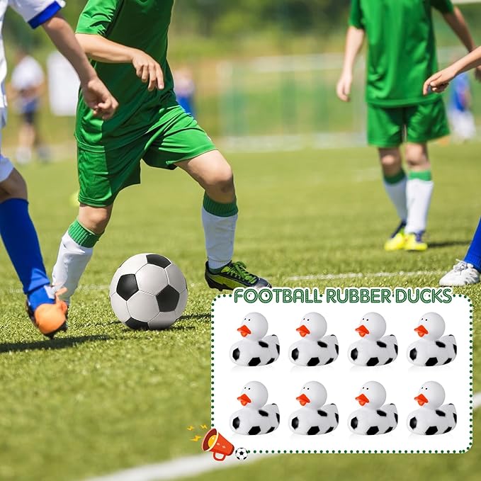 Deekin Rubber Ducks 2 Inch Bulk Sport Party Favors for Team Events Decorations Birthday Party Supplies Club Player Gift(24 Pcs,Soccer)