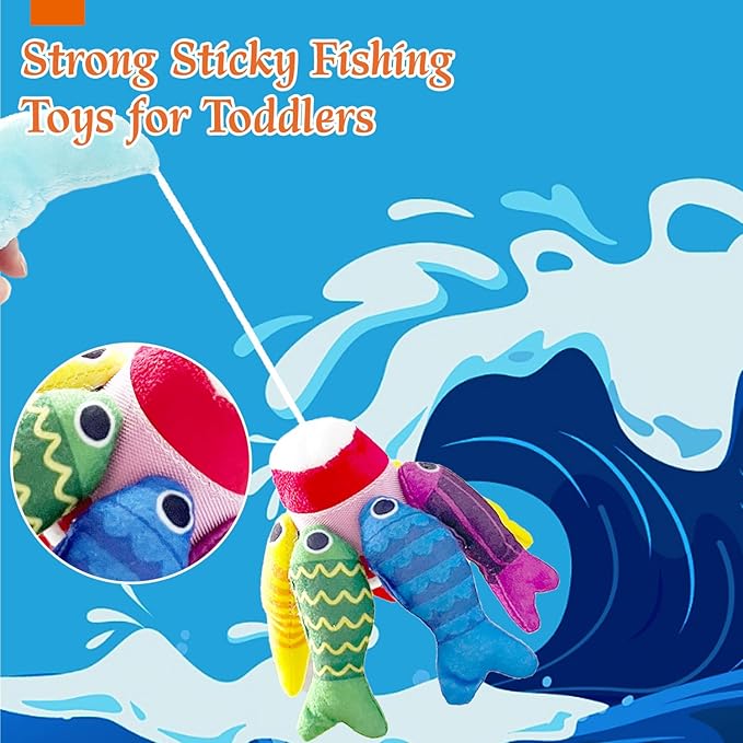 Montessori Toys for 1 Year Old, 22PCS Cloth Fishing Game with Stacking Cups Sensory Baby Toys 6-12 Months,Toddler Education Learning Toys for 1 2 Year Old Boy Girl Gifts (Fish)