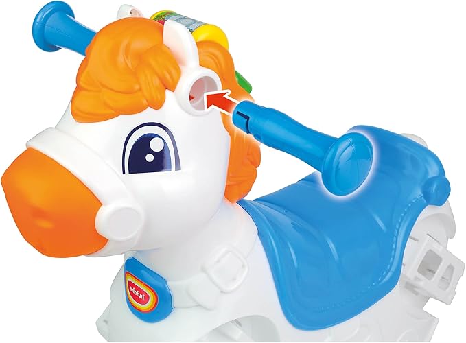 Winfun Giddy-up Horsey 2-in-1 Rocking & Ride-On Toy – Interactive Motion Sensor with Sounds, Lights & Music, Easy-Grip Handles, Toddler Developmental Toy for Ages 12–36 Months, 44 lb Capacity