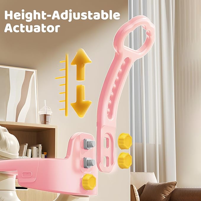 4 in 1 Rocking Horse for Toddlers 1-3 Years Old, Baby Rocking Toy Fun Birthday Gift for 1+ Kids, Ride on Toy with Guard Rails, Detachable Balance Board and Footrest with Push Handle (Pink)
