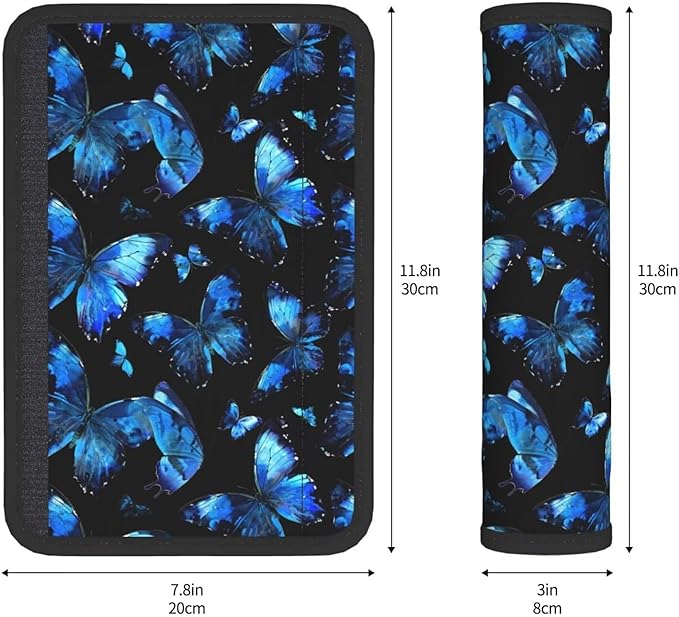 2PCS Car Seat Belt Cover Cushion Butterfly Seatbelt Shoulder Blue Butterflies Soft Car Seat Belt Strap Cushion Protect Your Neck and Shoulder Car Accessories Seat Belt Pad for Car Truck Vans