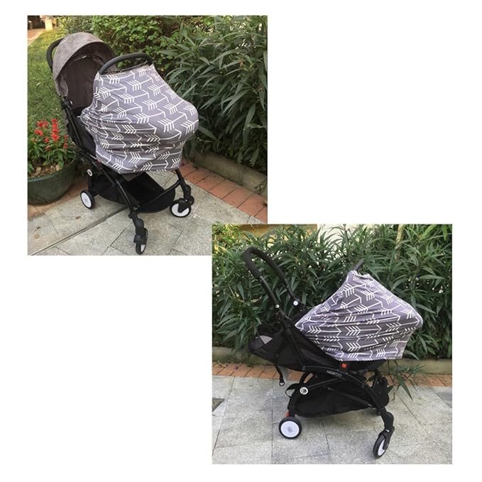 Nursing Cover for Babies Versatile Baby Car Seat Cover for Newborn Grey with White Arrow