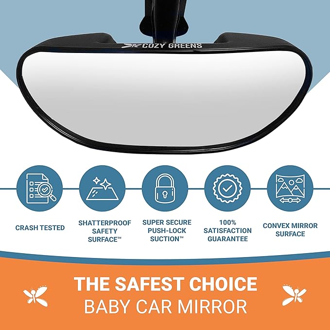 Rearview Baby Car Mirror Windshield Infant Front Facing, Shatterproof Child Safety Mirror, Adjustable Suction Cup (S) by COZY GREENS