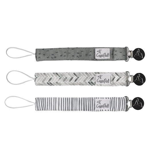 Copper Pearl Pacifier Clip 3-Pack: Premium Knit Binky Clips for Baby Girls and Boys - Stylish Stainless Steel Pacifier Holder Clip - Baby Pacifier Clips for No More Floor Drops - Alta