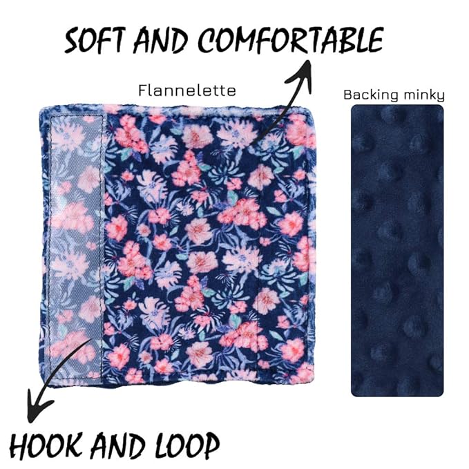 Baby Car Seat Belt Covers, Floral Stroller Seat Strap Covers, Car Seat Straps Shoulder Pads for Girls Boys, Minky Seat Belt Protectors for Car Seats/Pushchair, for Kids Newborn Infants Toddlers
