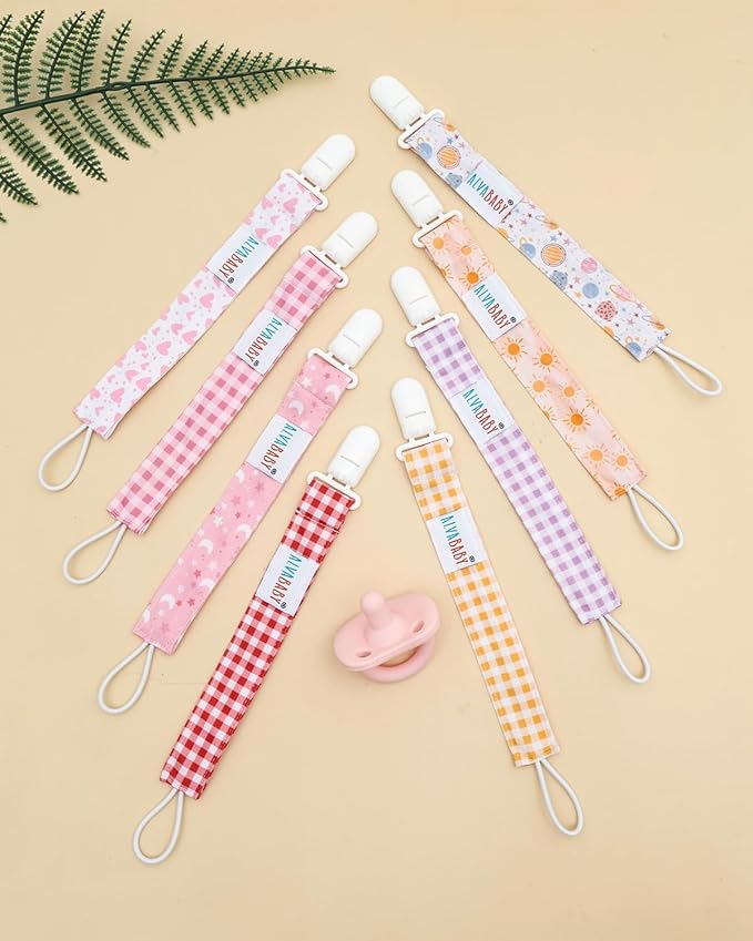 ALVABABY Pacifier Clips 8 Pack Pacifier Binky Paci Holder Leashes for Teethers 8DP23A
