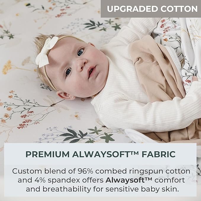Pobibaby - 2 Pack PremiAum Fitted Baby Girl Crib Sheets for Standard Mattress - Ultra-Soft Jersey Knit, Safe and Snug, and Stylish Floral Crib Sheet (Wildflower)