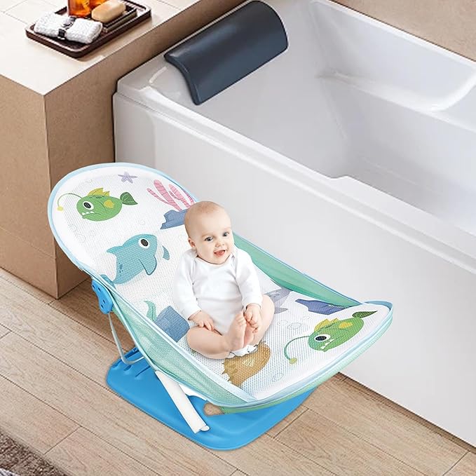 Foldable Toddler Bather - Bathtub Foldable Toddler Bath Bather Seat | Foldable Baby Bather with Bath Stand | Toddler Folding Shower Rack for Bathtub Counter Sink Bathroom