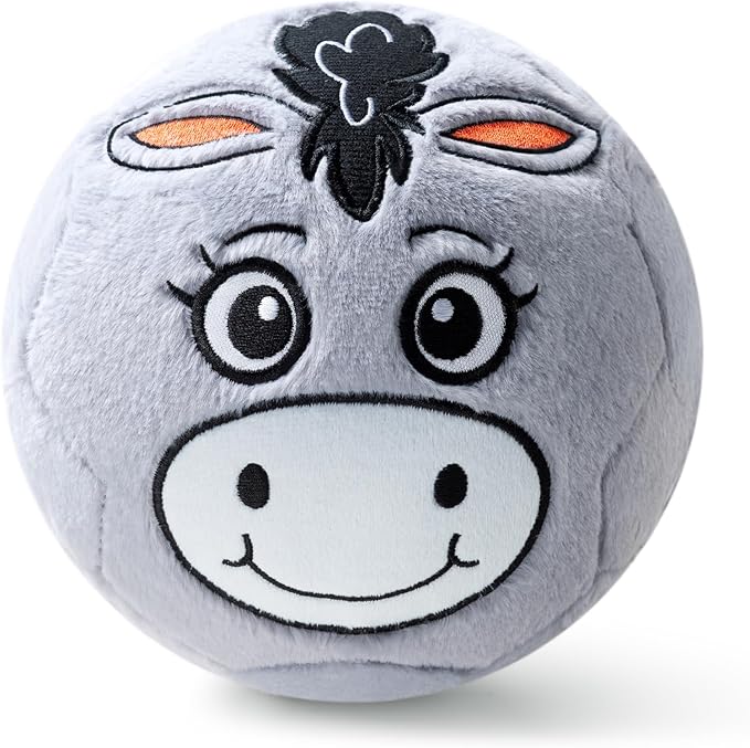 VangeBow Silent Indoor Soccer Balls for Toddlers 1-3, Inflatable Soft Plush Baby Toddler Soccer Ball Toys Gifts for 1 2 3 4 5 Year Old Boy Girl First Birthday Gift (Donkey, Pump Include)