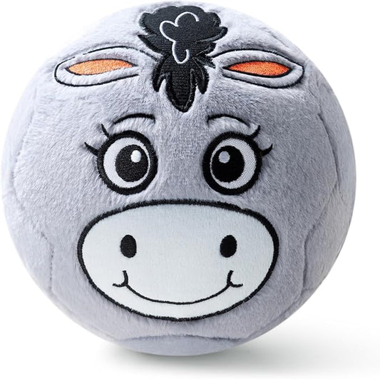 VangeBow Silent Indoor Soccer Balls for Toddlers 1-3, Inflatable Soft Plush Baby Toddler Soccer Ball Toys Gifts for 1 2 3 4 5 Year Old Boy Girl First Birthday Gift (Donkey, Pump Include)