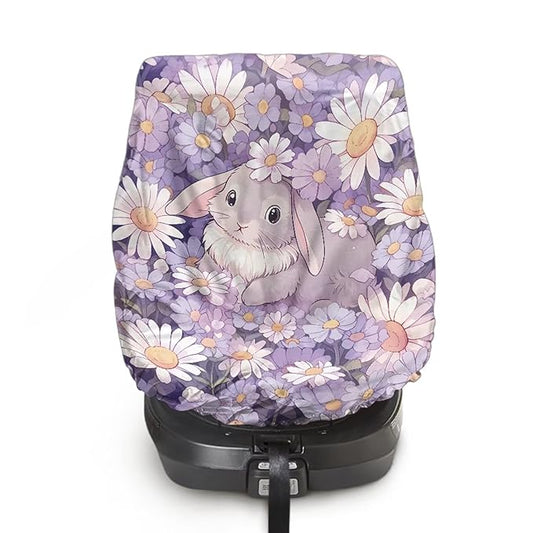 Easter Car Decor Baby Car Seat Cover, Cute Bunny Car Seat Sun Shade Cover Sun Protection to Keep The Car Seat Cool, Easy to Clean and Install