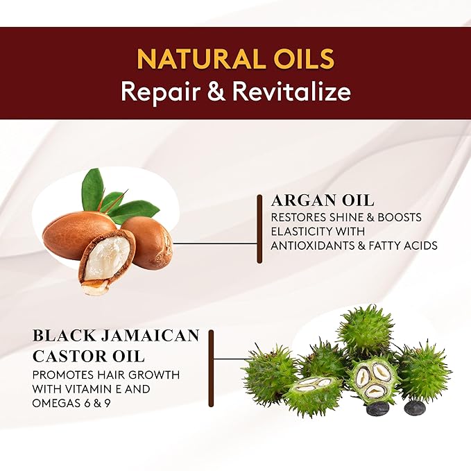 Okay Pure Naturals Black Jamaican Castor Oil with Argan Oil - Castor Oil for Hair Growth, Moisture for Skin, Face, Scalp, Eyelashes, Eyebrows, for Men & Women - 4 Fl Oz Glass Bottle (2 Pack)