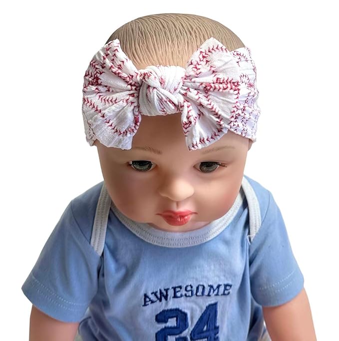 Baby Baseball Headband with Bow Headwear Sport Soccer Headband Bowknot Wide Hair Band Football Hair Bow for Toddler Infant TSFD55 (Baseball Pattern)
