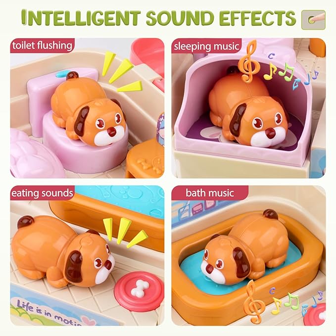 nicknack Interactive Music Toy for Toddlers, Electronic Mini Puppy & Singing Dog House Playset, Fun Pretend Play with Sounds Songs Educational Toy for 3 4 5 6 Year Old Boys Girls, Ideal Birthday