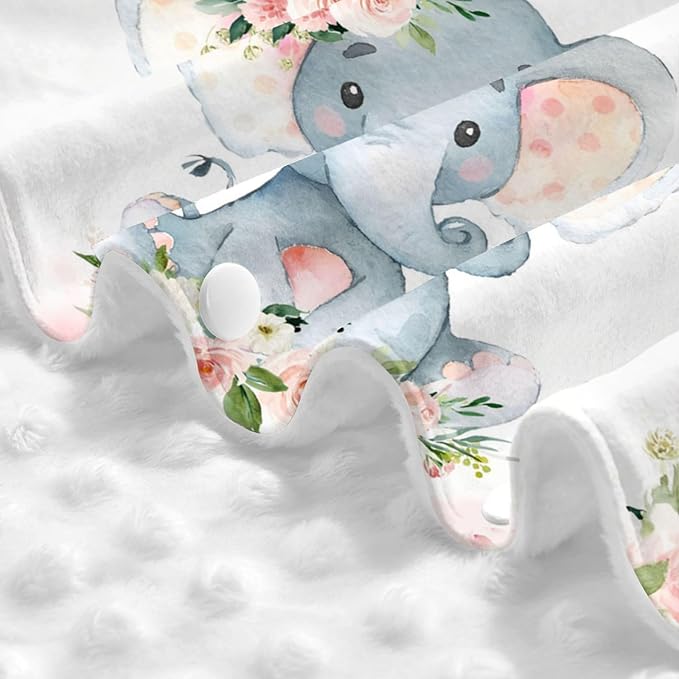 Personalized Baby Car Seat Canopy for Babies, Custom Name Car Seat Covers for Baby Girl, Elephant Rose Pink Opening Minky Nursing Breastfeeding Cover for Infant, Carseat Canopies for Newborn