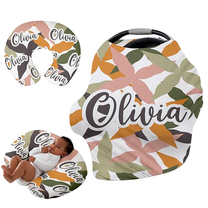 Personalised Car Seat Cover for Babies - Multi-use Carseat Canopy Cover with Name, Car Seat Covers, Christmas Birthday Gifts for Infant Boys and Girls