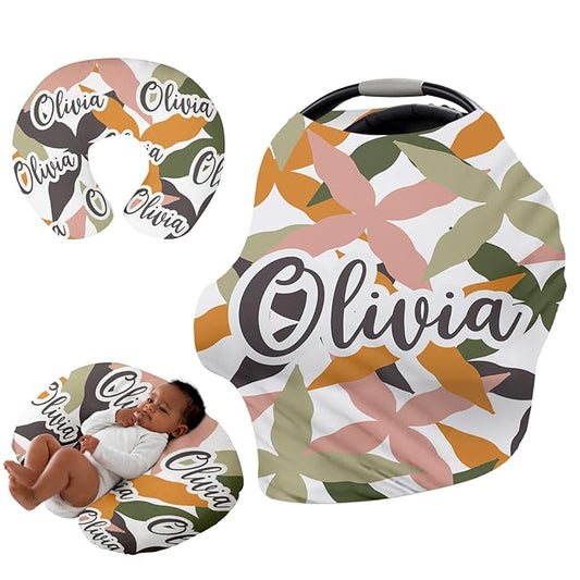 Personalised Car Seat Cover for Babies - Multi-use Carseat Canopy Cover with Name, Car Seat Covers, Christmas Birthday Gifts for Infant Boys and Girls
