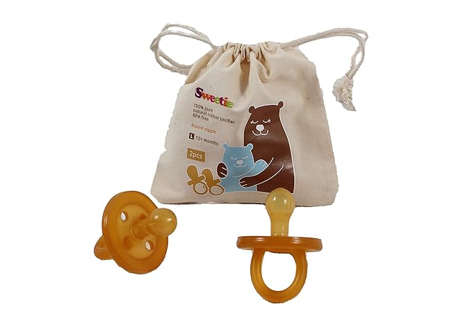 Sweetie Rubber Pacifier Natural Rubber Pacifier Rounded 2 Count (0-6 Month/Small)