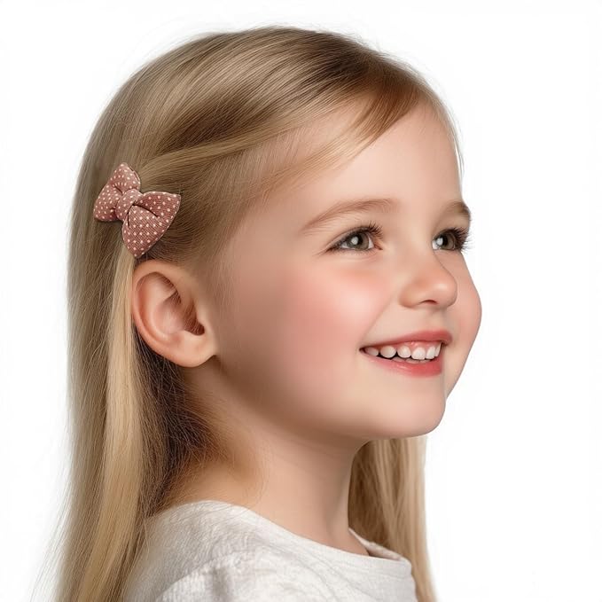 Baby Hair Clips for Girls - Soft Fabric Covered Duckbill Toddler Hair Clips with Bows & Round Design, Gentle Non-Slip Hair Accessories for Toddlers(5 Pcs)