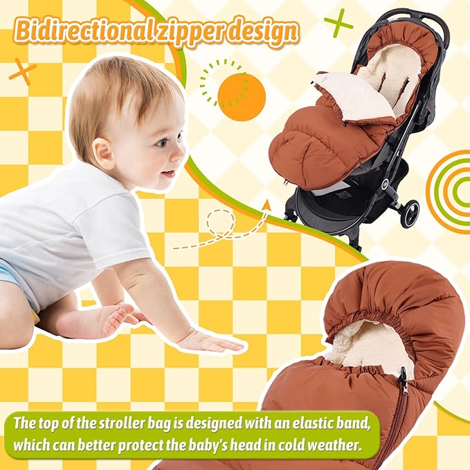 Baby Footmuff for Winter Outdoors Stroller Layer Waterproof Outer Soft Lambswool Liner Designed for Cold Wind Moisture Protection Suitable -30F/-22C Universal Fit Stroller