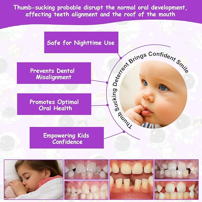 2 PCS Thumb Sucking Deterrent, Purple Space Thumb Guard for Kids Toddlers Nail Biting Treatment, Anti Nose Picking, Scratching Face, Elbow Immobilizer for Boys Girls, Finger Sucking Prevention