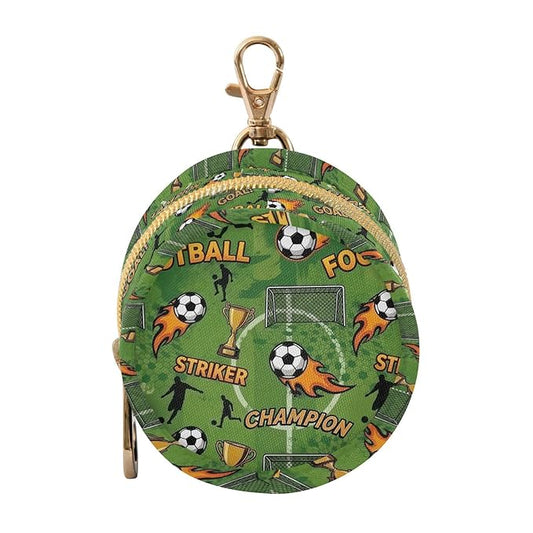 Football Soccer Ball Green Print Pacifier Holder Case for Diaper Bag Portable Travel Pacifier Storage Case with Clip Newborn Baby Pouch for Baby Boys Girls Purse Outdoor