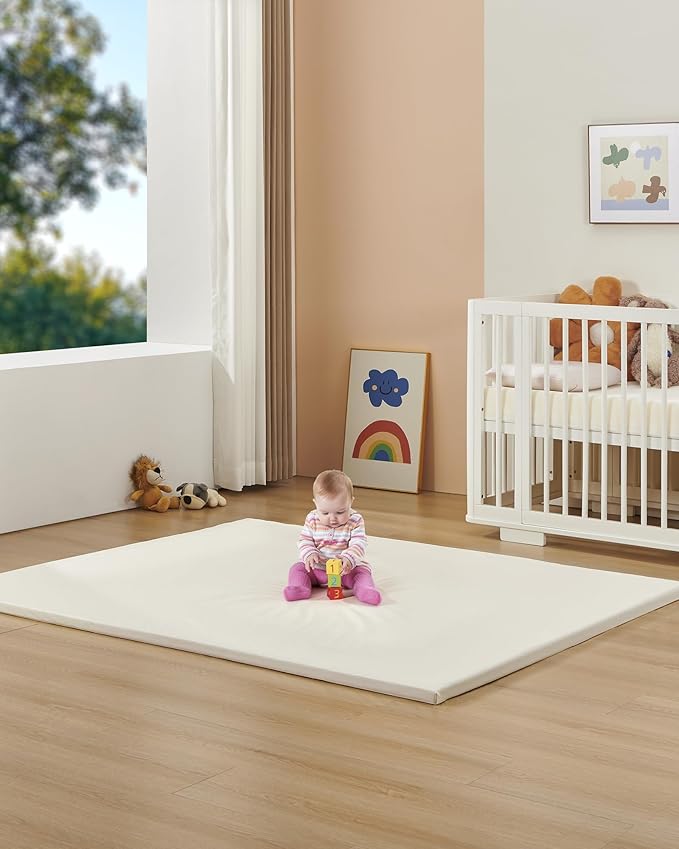 70.9” x 59” Large Baby Mat for Floor, Hypoallergenic Vegan Leather Cover Foam Play Mat for Living Room, Easy to Wipe Clean & Waterproof, Thick Playmat for Infants and Toddlers