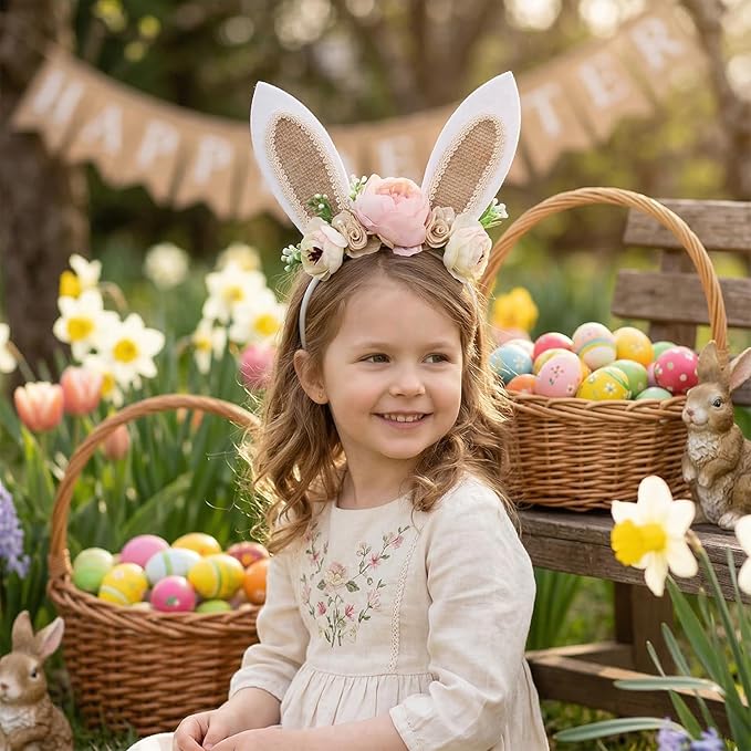Children Easter Bunny Ears Headband Long Ear Hairband for Baby Girls Infant Toddlers Kids